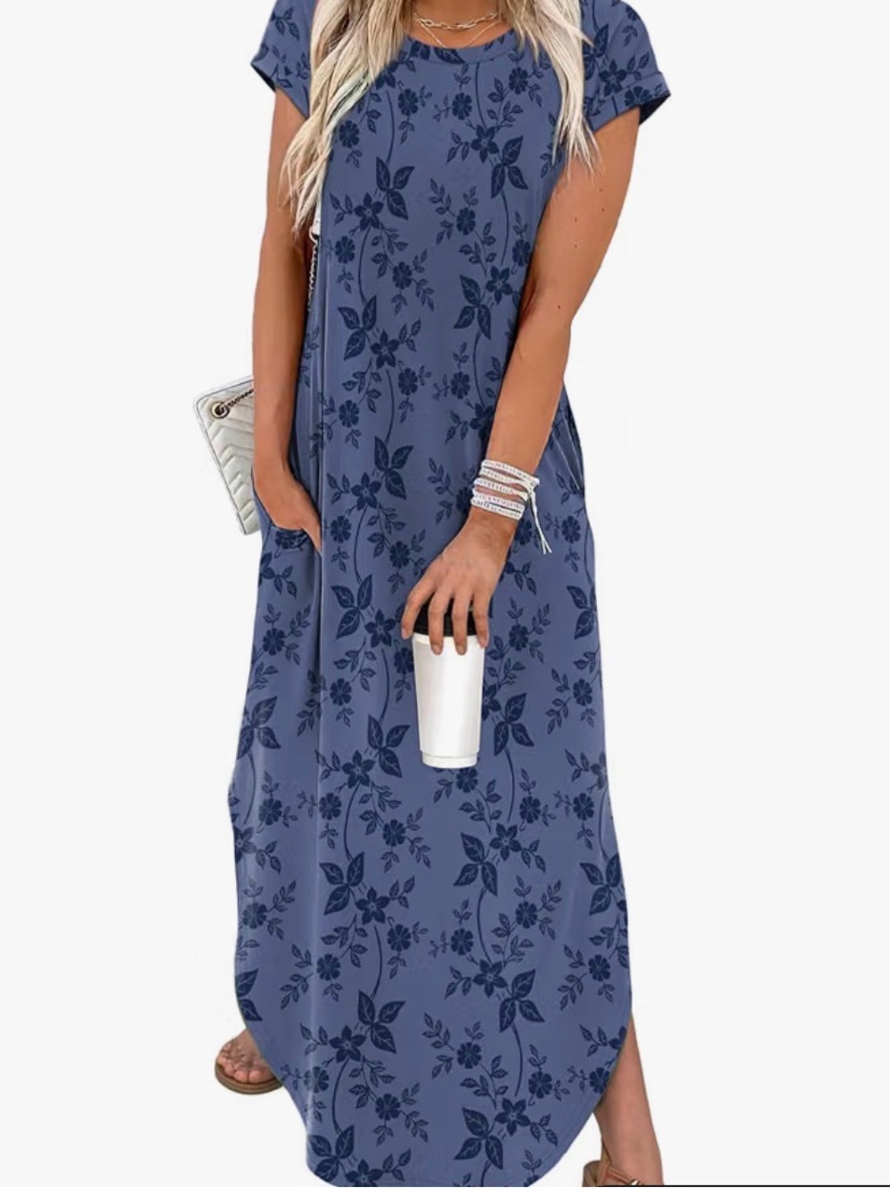 Blue floral maxi dress XL